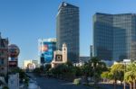 Las Vegas, Nevada/usa - August 1 : View At Sunrise Of Cosmoplita Stock Photo