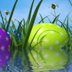 Easter Eggs Means Green Grass And Environment Stock Photo