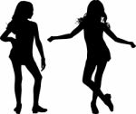 Happy Silhouettes Children Stock Photo