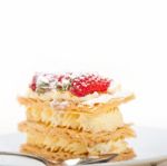 Napoleon Strawberry Cake Dessert Stock Photo