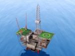 Oil Platform Lost The Blue Sea Stock Photo