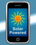 Solar Powered On Phone Shows Alternative Energy And Sunlight Stock Photo