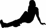 Silhouette Man sitting on floor Stock Photo