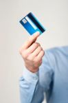 Man Showing His Cash Card Stock Photo