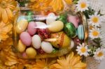 Jar Filled With Easter Sweets Stock Photo