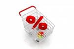 Shopping Cart With Percent Sign Stock Photo