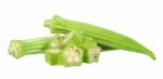 Young Okra Isolated On The White Background Stock Photo