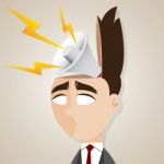 Cartoon Businessman With Shouting Megaphone In His Head Stock Photo