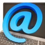 At Sign Keyboard Shows Online Mailing Communication Stock Photo