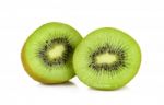 Slice Of Kiwi Isolated On White Background Stock Photo