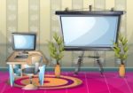 Cartoon  Illustration Interior Classroom With Separated Layers Stock Photo