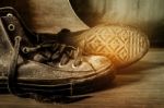 Shoes On Wooden Stock Photo