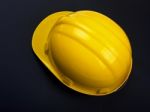 Hard hat On Black Background Stock Photo