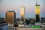 Early Morning View Over The Skyline In Warsaw Stock Photo