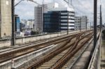 Bts, Sky Train Railroad With Cloudy Sky Stock Photo