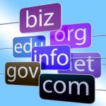 Blue Url Words Shows Org Biz Com Edu Stock Photo