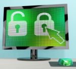 Padlock Icon On Computer Screen Stock Photo