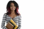 Schoolgirl With Books Stock Photo