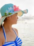 Girl On The Beach At Similan Island, Thailand Stock Photo