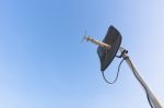 Satellite Dish With Blue Sky Stock Photo