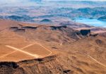 Aerial View Of An Airstrip Next To Lake Mead Stock Photo