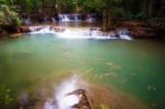 Huai Mae Khamin Waterfall. The Most Popular Places In Kanchanaburi Province, Thailand Stock Photo