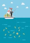 Businessman With Idea Fishing Money Stock Photo