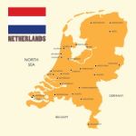 Netherlands Map With Flag And English Label Stock Photo