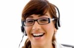 Laughing Customer Service Agent Stock Photo