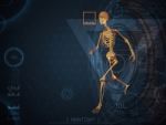 3d Illustration Of  Walking Fire Skeleton By X-rays On Backgroun Stock Photo