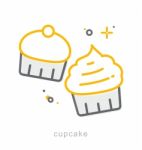 Thin Line Icons, Cupcake Stock Photo