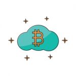 Cryptocurrency Bitcoin Cloud Thin Line Flat Design Icon  I Stock Photo