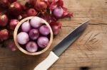 Shallots Still Life Wood Background Stock Photo