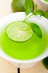 Mint Infusion Tea Tisane With Lime Stock Photo