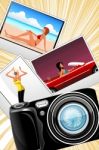 Camera With Photos Stock Photo