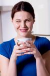 Woman Having A Cup Drink Stock Photo