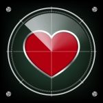 Technology Radar Screen Red Heart Stock Photo