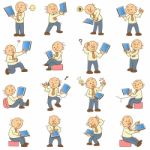 Set Of Funny Cartoon Man And Tablet Stock Photo