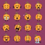 Halloween Pumpkin Emoji Set Stock Photo