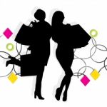 Silhouette Shopping Stock Photo