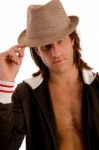 Portrait Of Young Man Wearing Hat Stock Photo