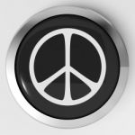 Peace Sign Button Shows Love Not War Stock Photo