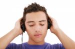 Boy Listening To Music Stock Photo