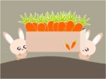 Cartoon Rabbit And Carrot Illustration Stock Photo