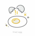 Thin Line Icons, Fried Egg Stock Photo