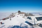 Deogyusan,korea - January 23: Tourists Taking Photos Of The Beautiful Scenery Around Deogyusan,south Korea On January 23, 2015 Stock Photo