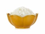 Rice In A Bowl Isolated On A White Background Stock Photo