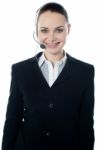 Woman Wearing Headset Stock Photo