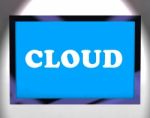 Cloud On Monitor Shows Networking Computing Or Network Stock Photo