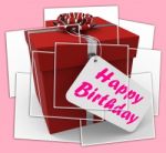 Happy Birthday Gift Displays Celebrating Age And Years Stock Photo